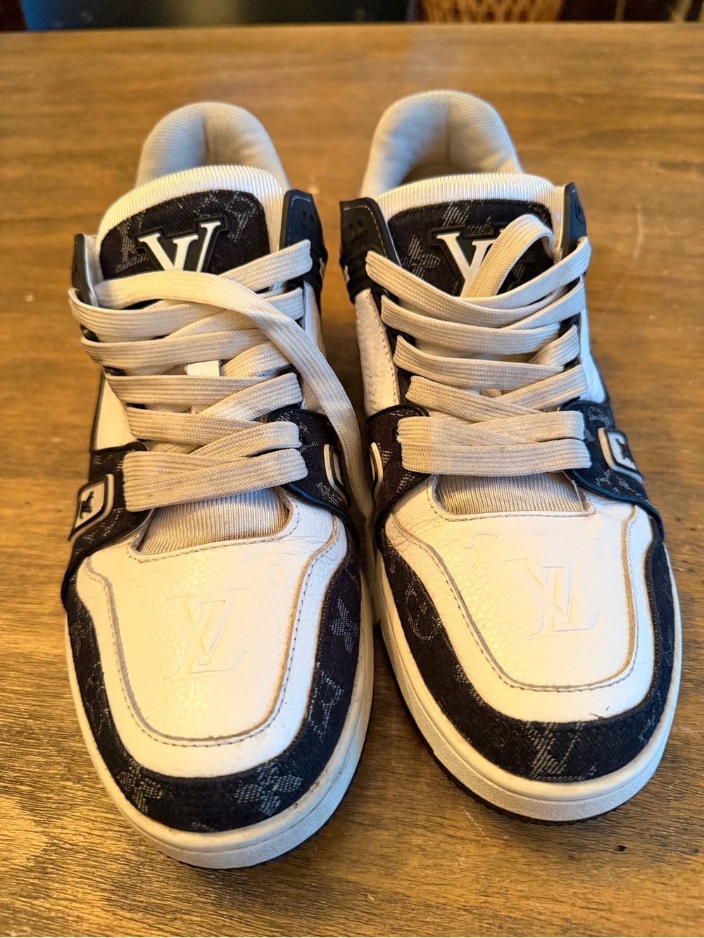 Louis Vuitton Men's Black & White Monogram Sneakers 10.5
